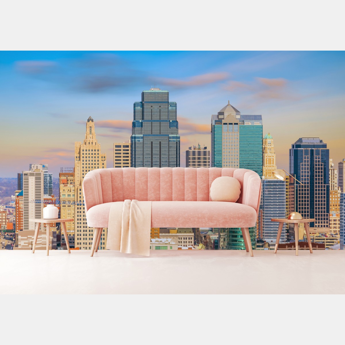 Fototapete Kansas City skyline bei sonnenuntergang – Wallnifity®