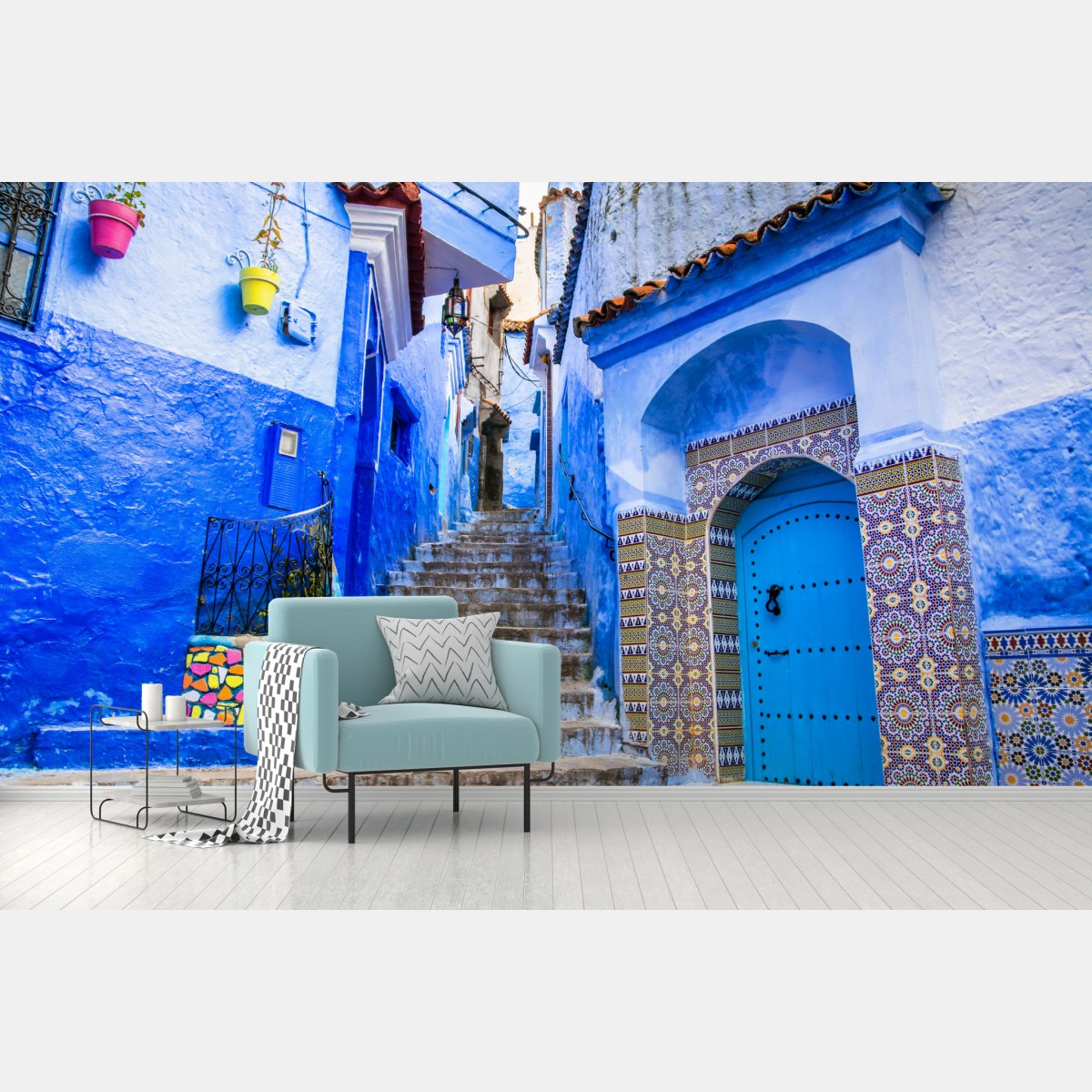 Fototapete blaue gasse in Chefchaouen, Marokko – Wallnifity®