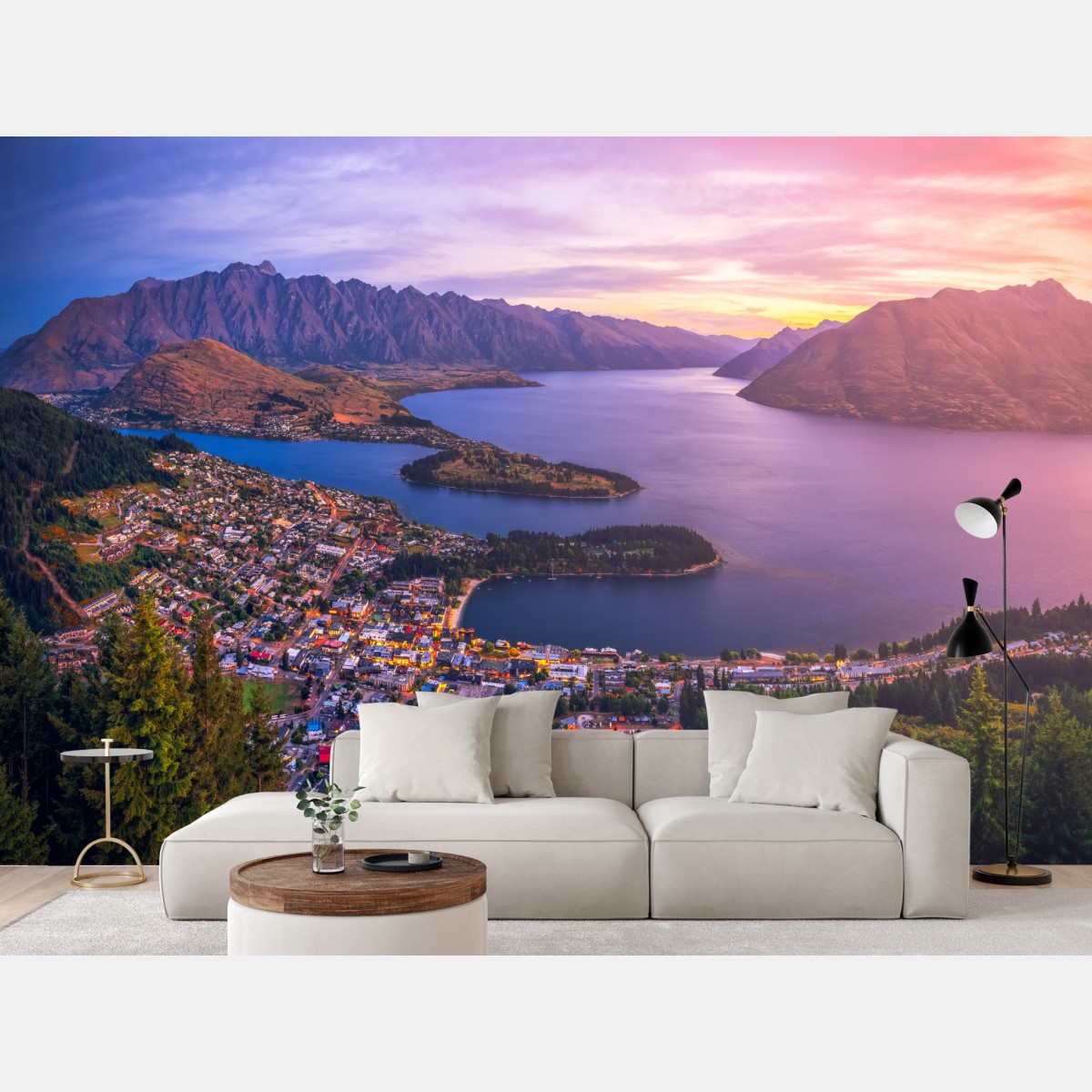 Fototapete Queenstown panorama bei dämmerung – Wallnifity®