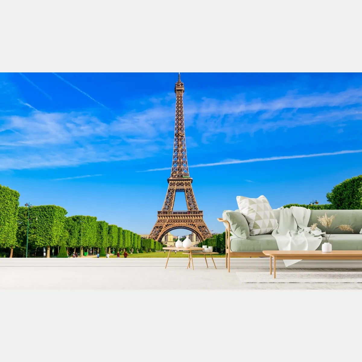 Fototapete Eiffelturm am Champ de Mars, lebendige pariser skyline – Wallnifity®