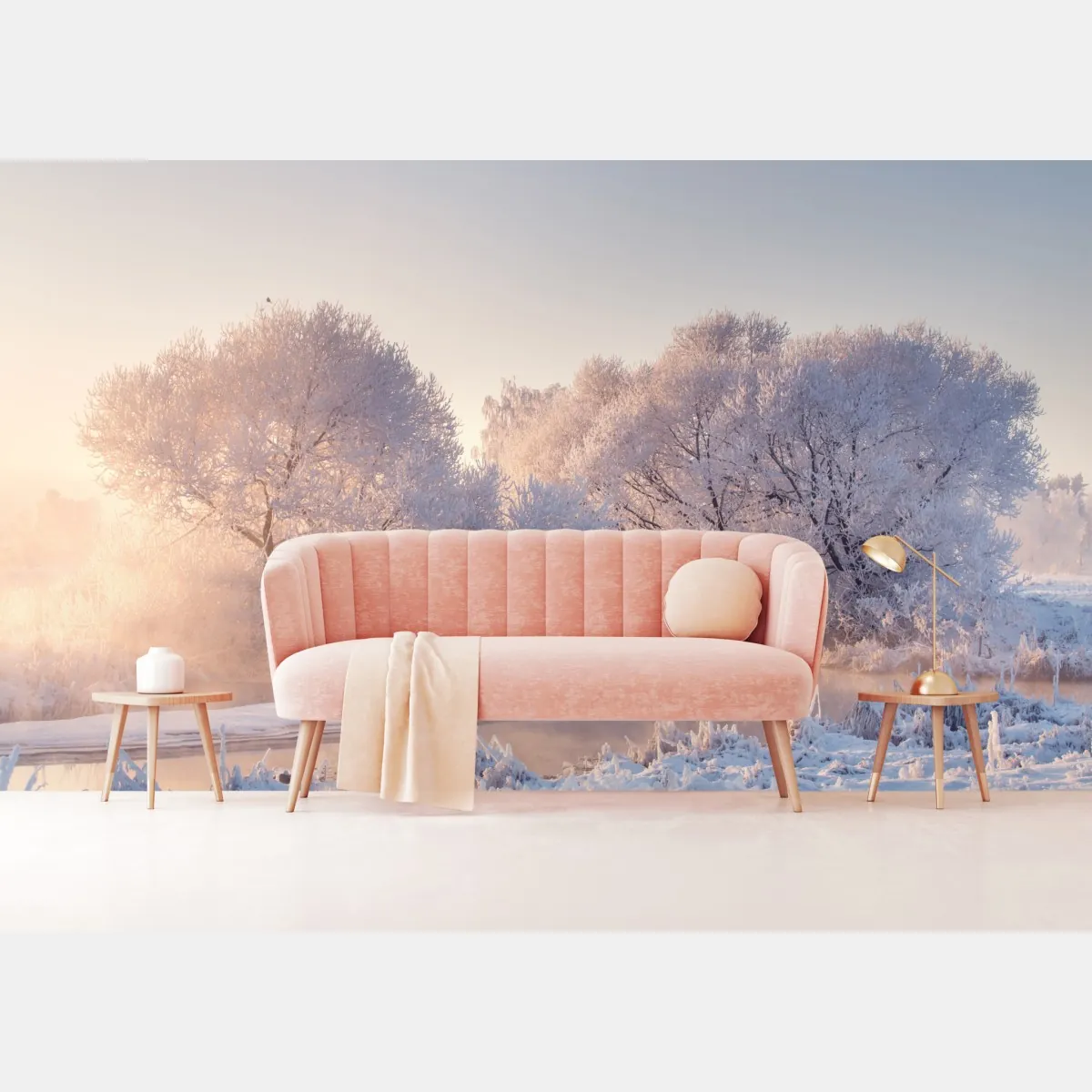 Fototapete raureifbedeckte bäume bei sonnenaufgang – Wallnifity®