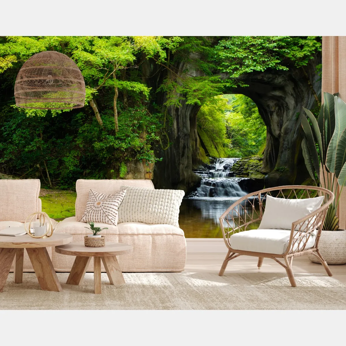 Fototapete geheimer wasserfall im felsbogen – Wallnifity®