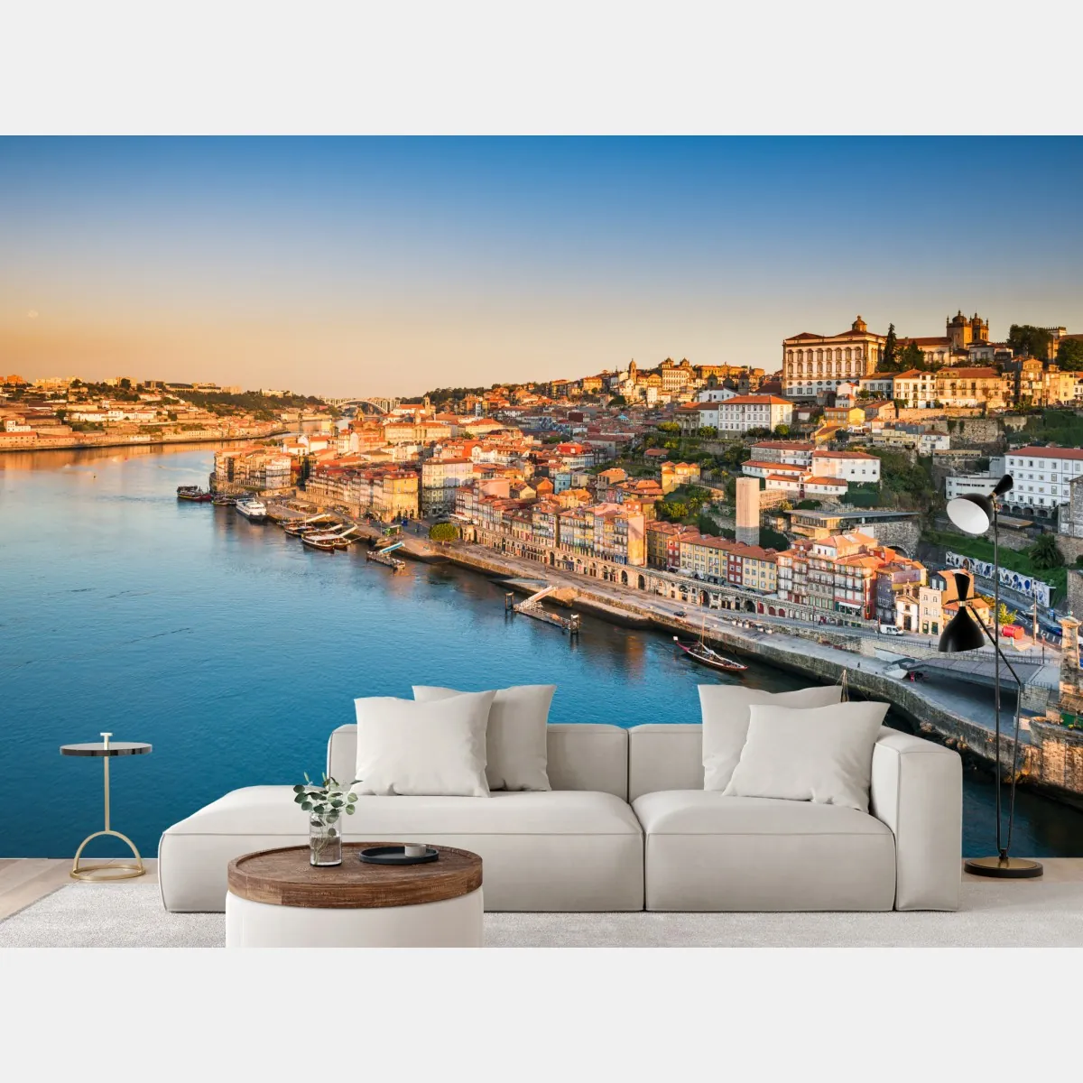 Fototapete sonnige Porto ufer-skyline im goldenen licht – Wallnifity®