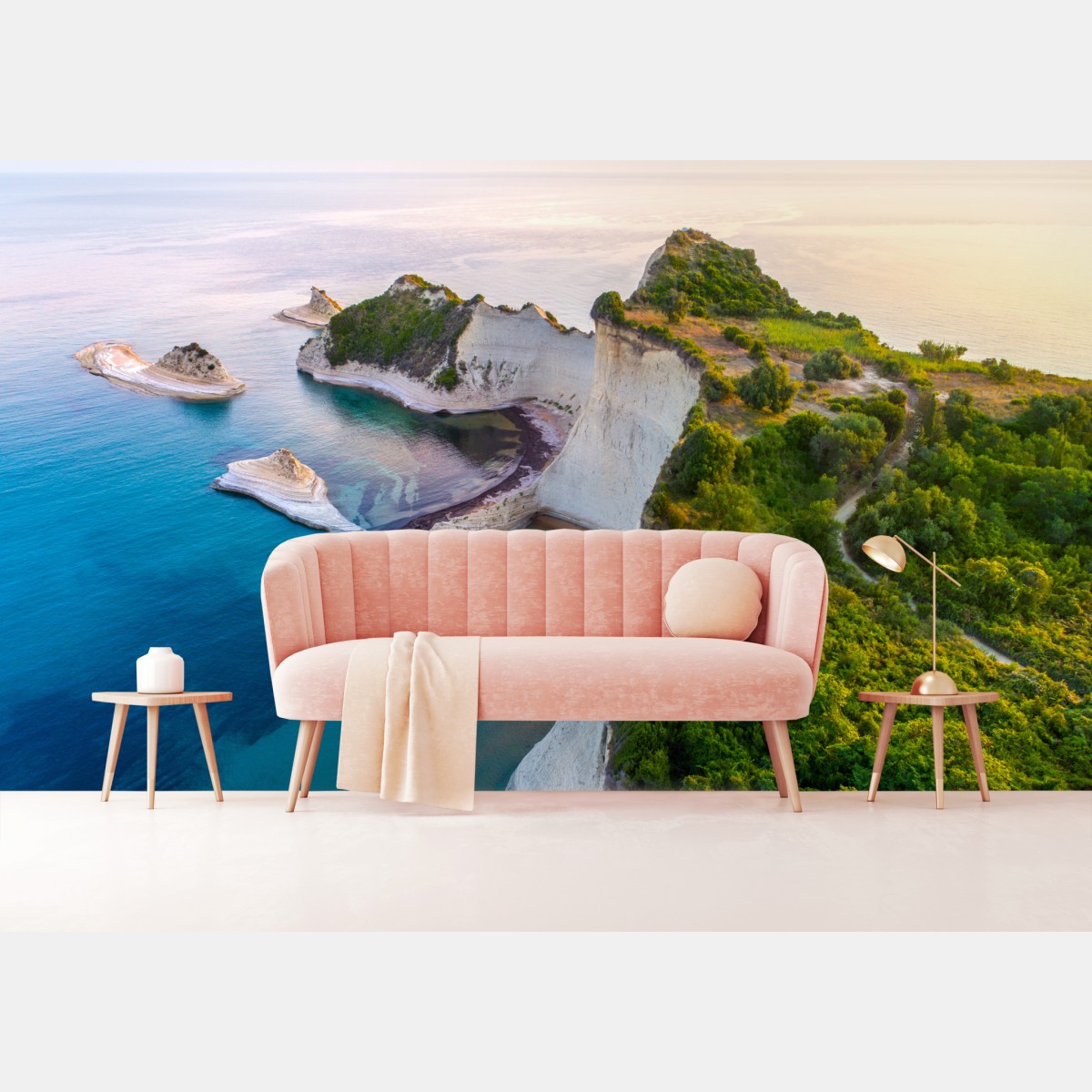 Fototapete luftaufnahme von klippen und türkisfarbenem meer – Wallnifity®