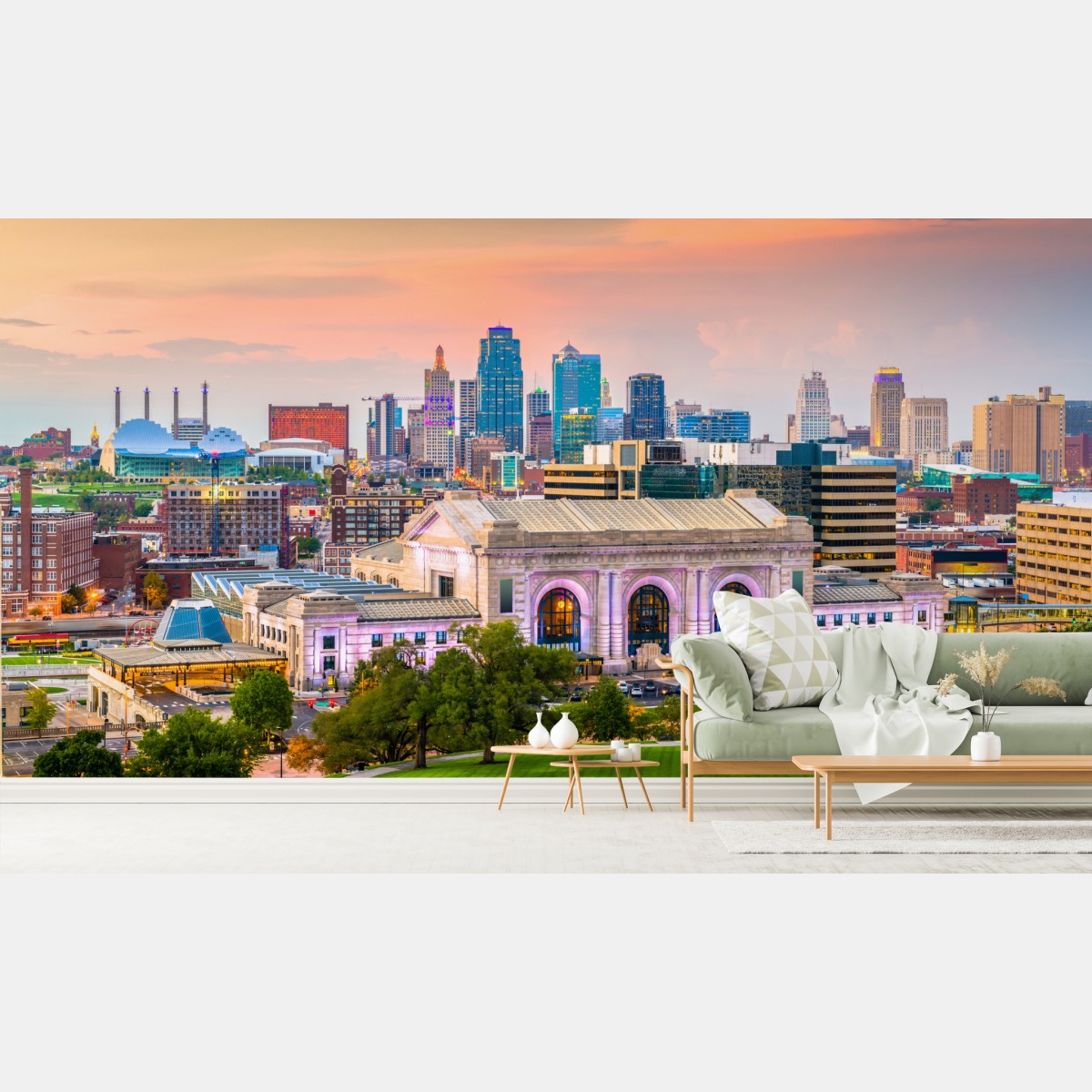 Fototapete Kansas City skyline bei dämmerung – Wallnifity®