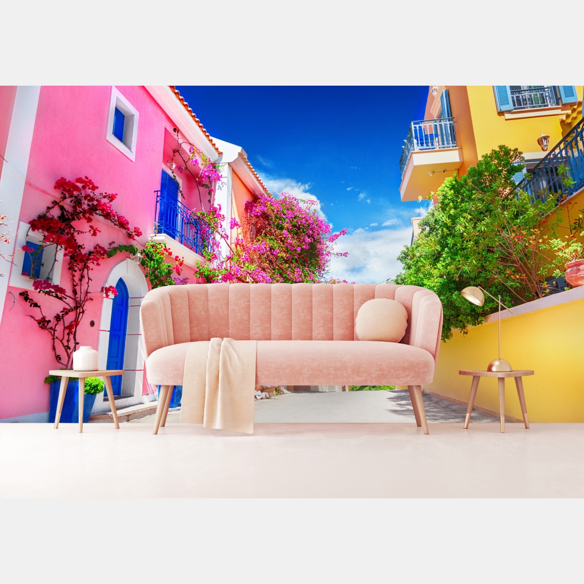 Fototapete bunte gasse auf Kefalonia – Wallnifity®