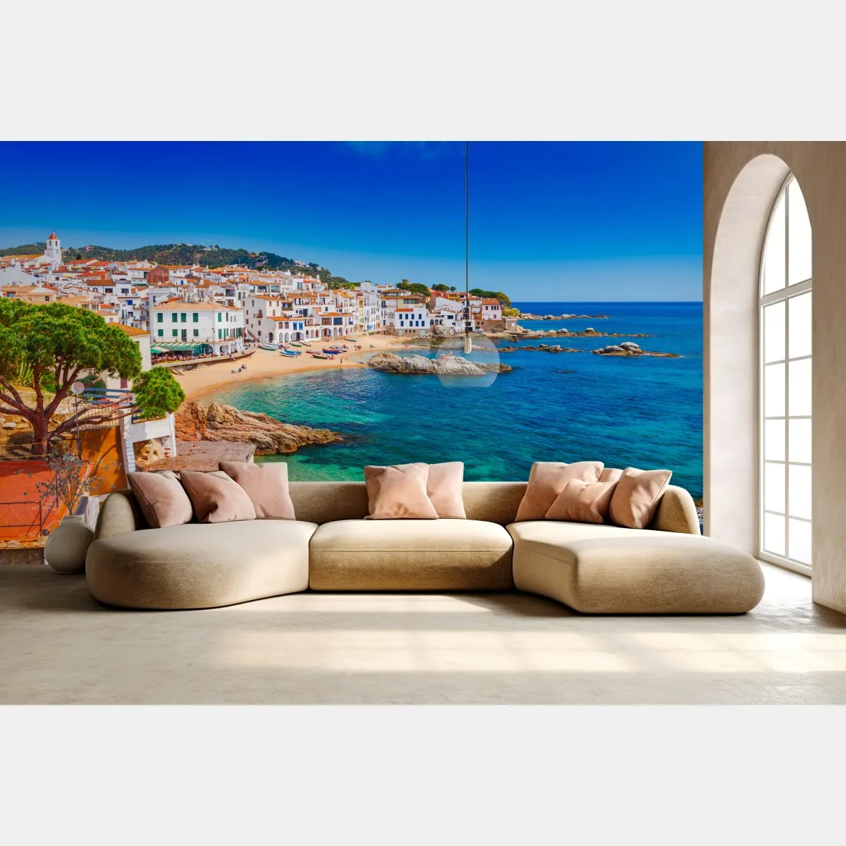 Fototapete sonniges mediterranes küstendorf – Wallnifity®