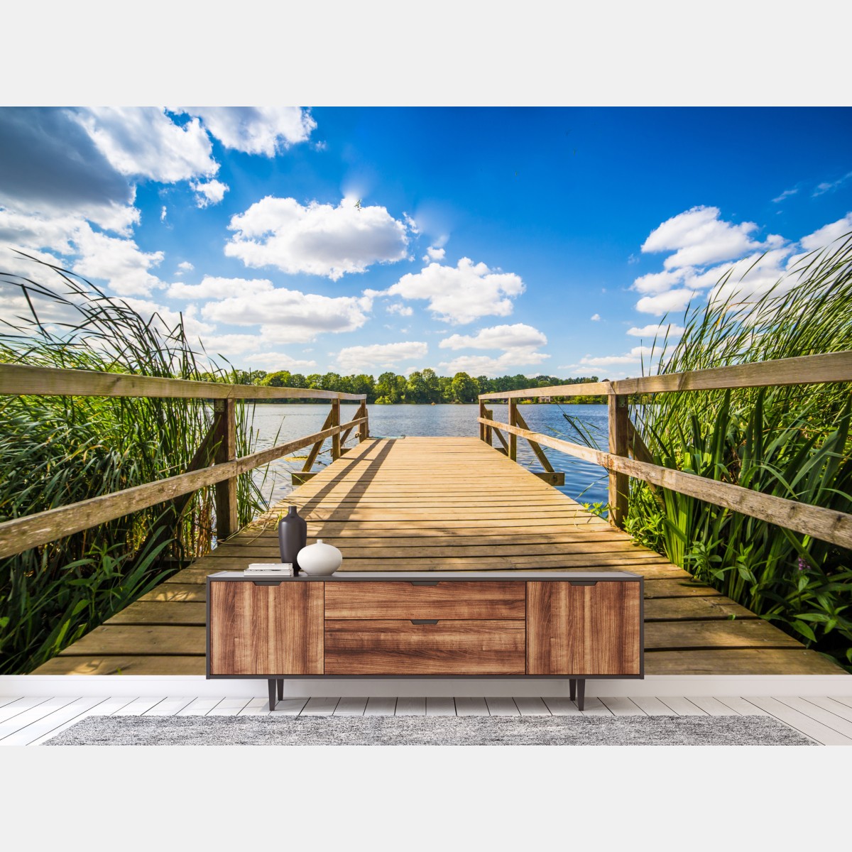Fototapete sonniger steg am see – Wallnifity®
