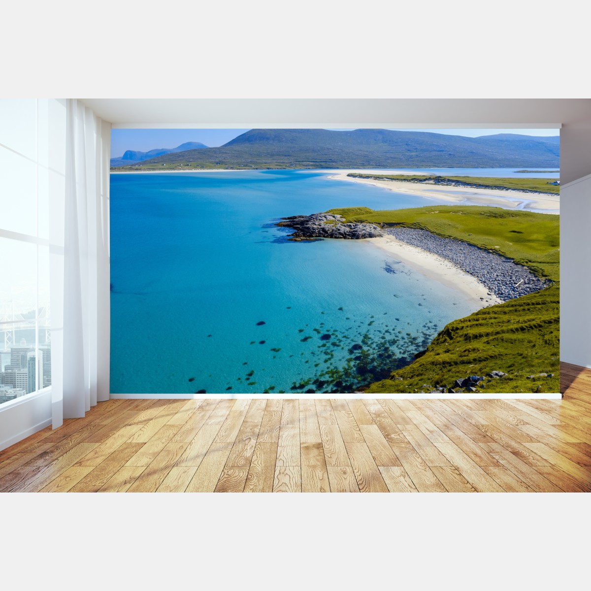 Fototapete ruhige türkisfarbene strandlandschaft – Wallnifity®