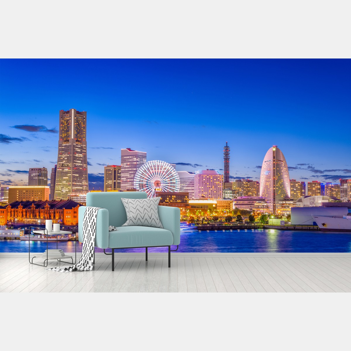 Fototapete Yokohama skyline bei dämmerung – Wallnifity®