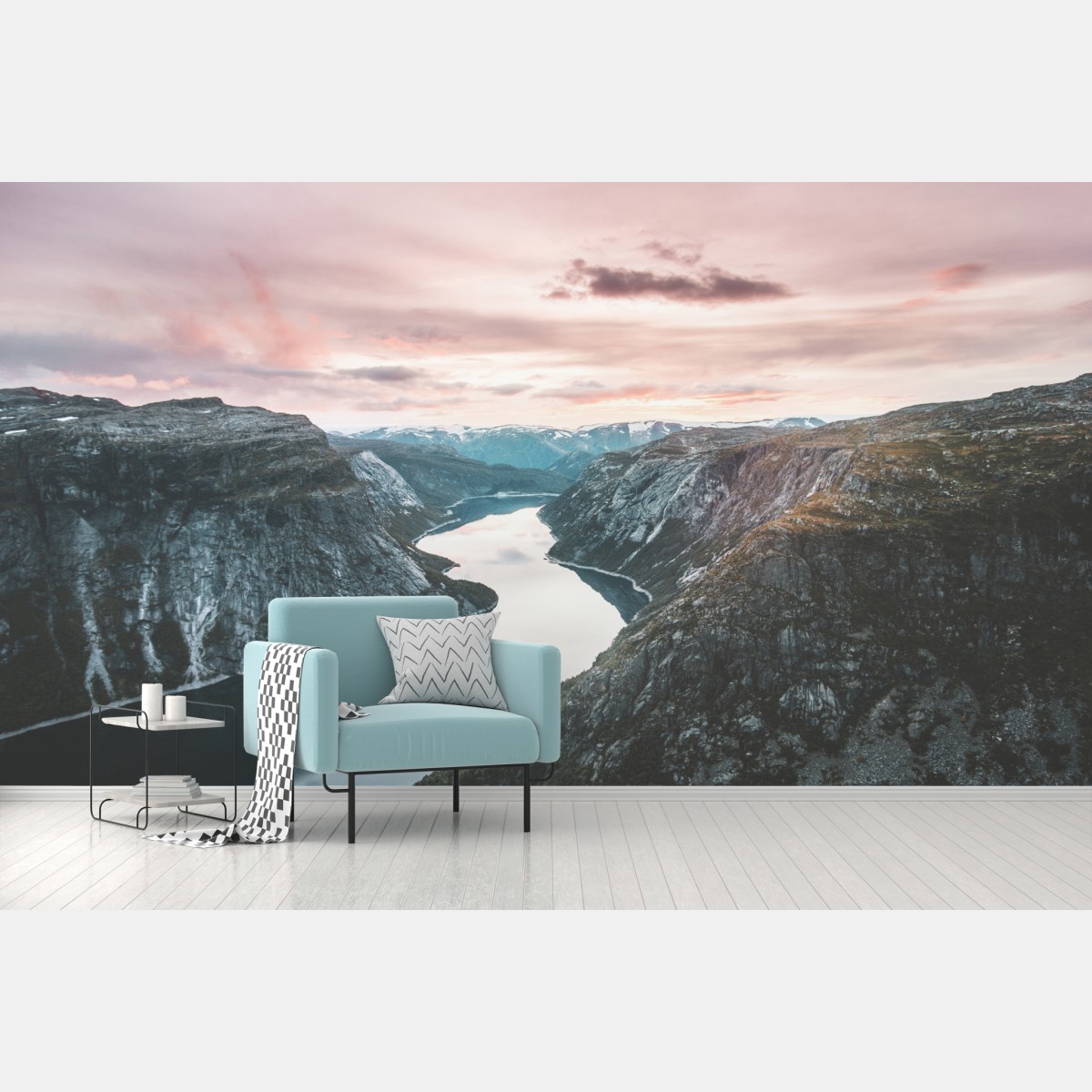 Fototapete ruhiger fjord bei sonnenuntergang – Wallnifity®