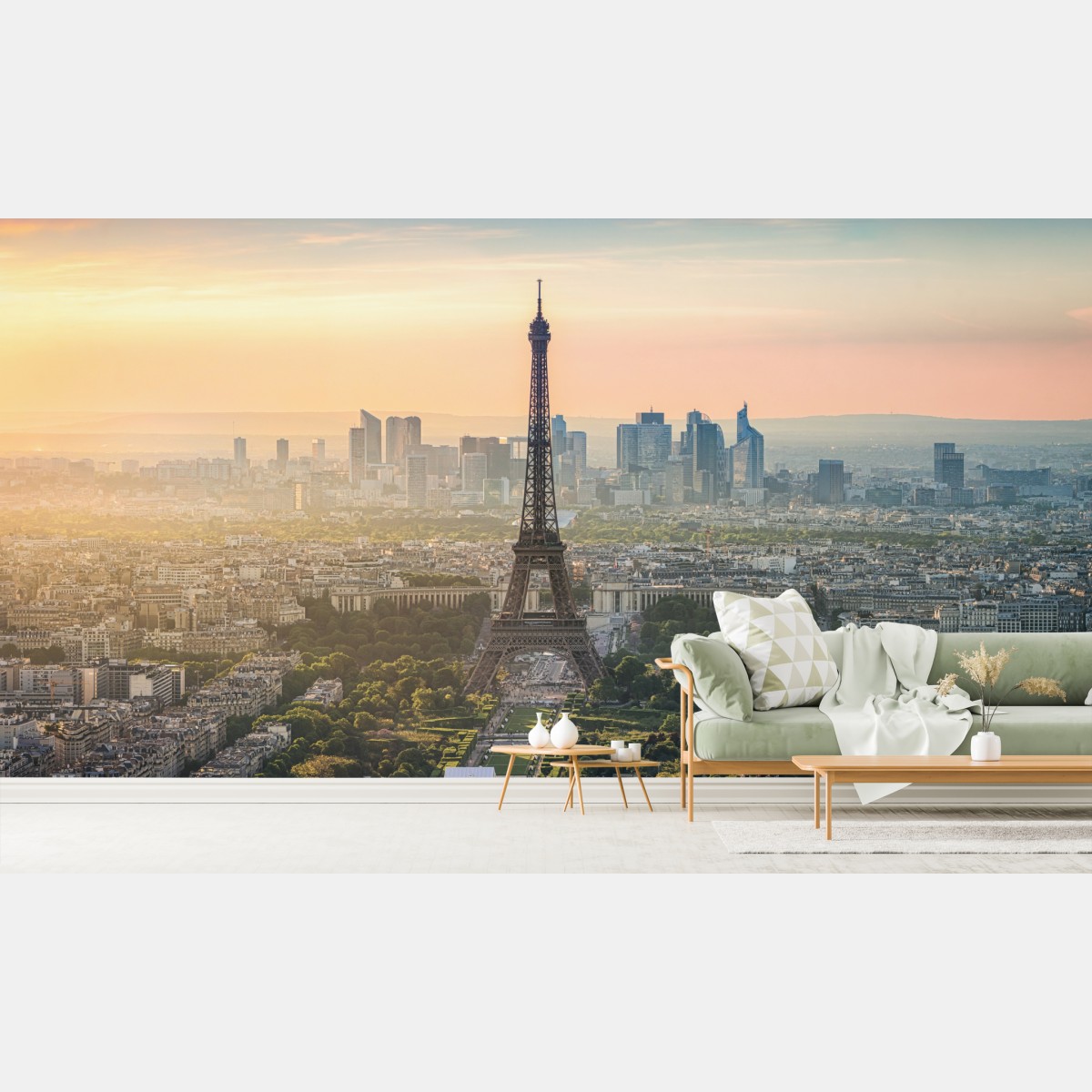 Fototapete Paris stadtbild bei sonnenuntergang mit dem Eiffelturm – Wallnifity®