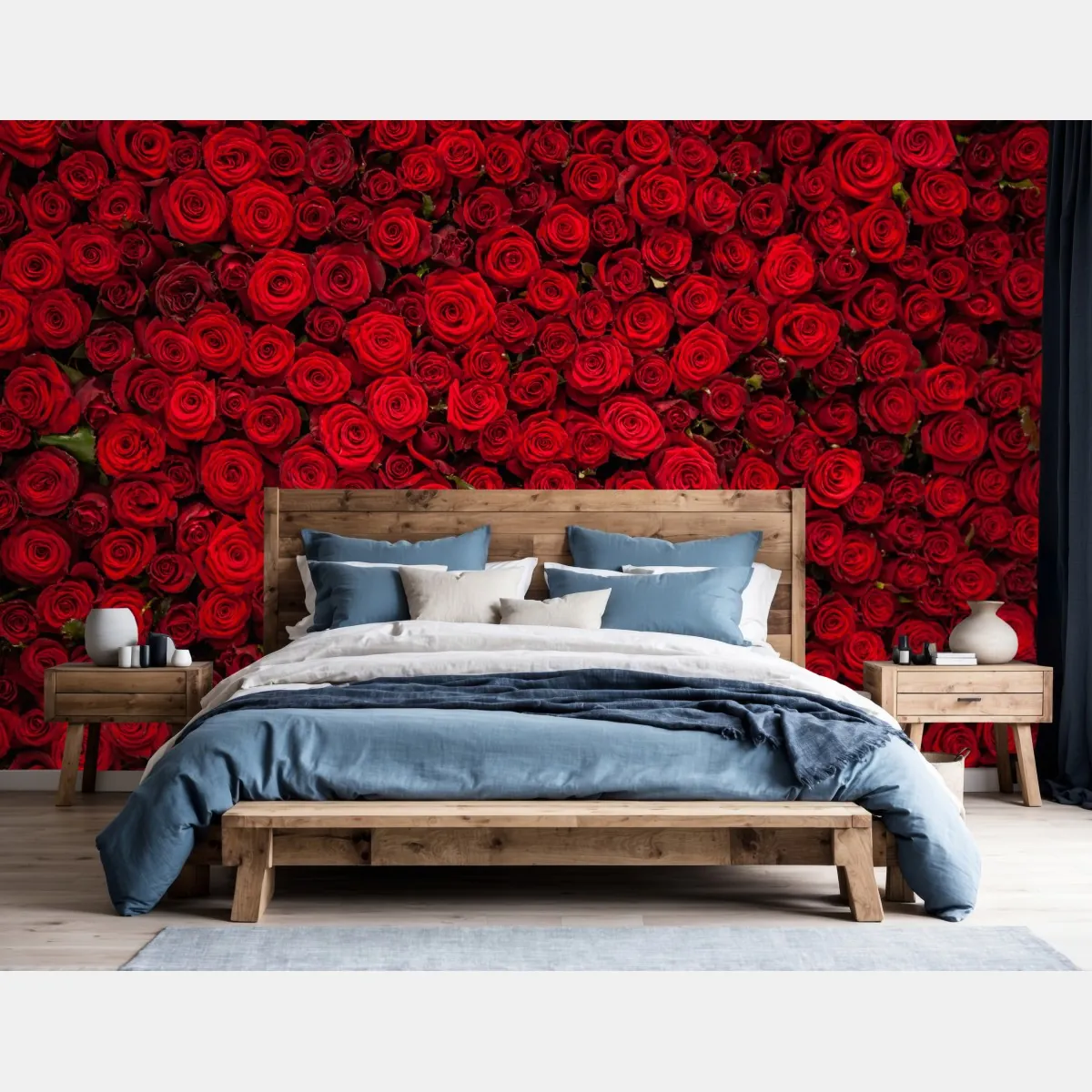 Fototapete endlose wand aus roten rosen – Wallnifity®