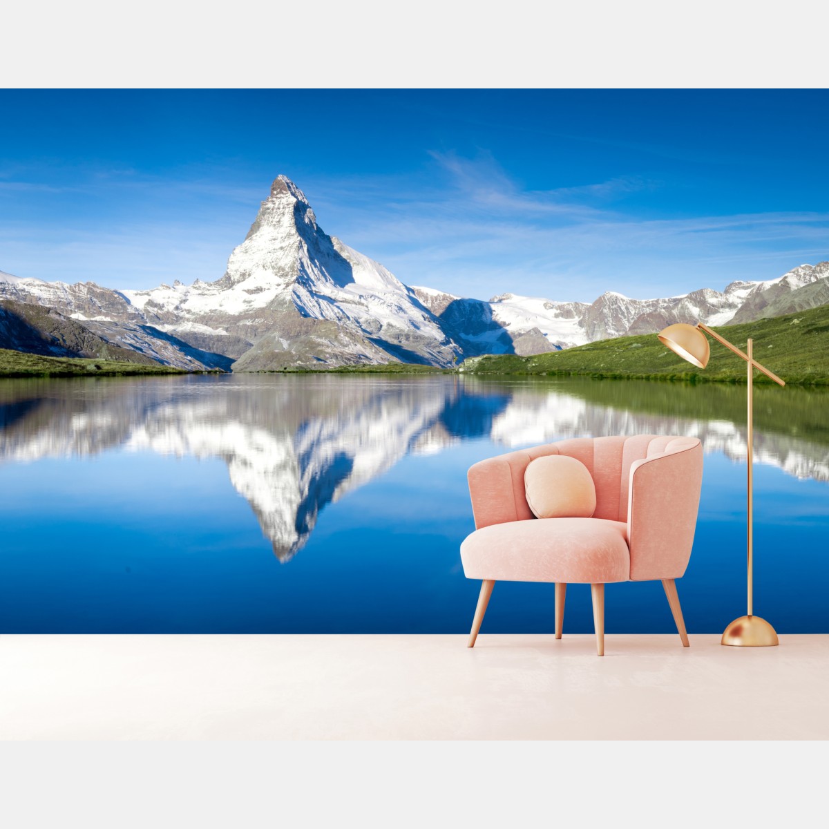 Fototapete majestätische bergspiegelung über alpensee – Wallnifity®