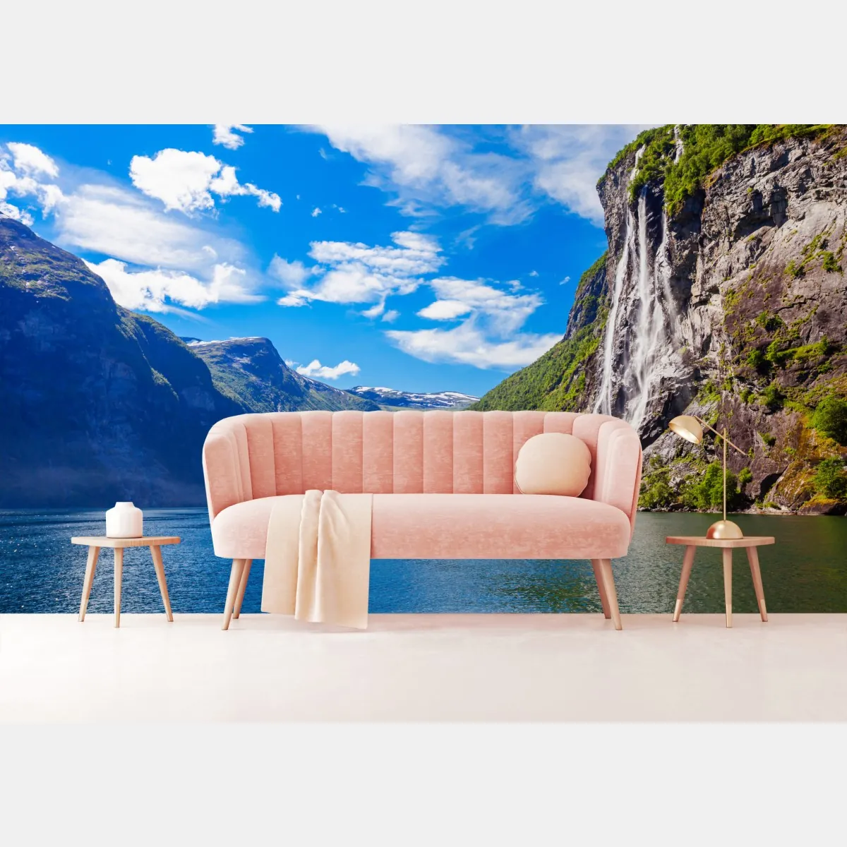 Fototapete seven sisters wasserfall am Geirangerfjord – Wallnifity®