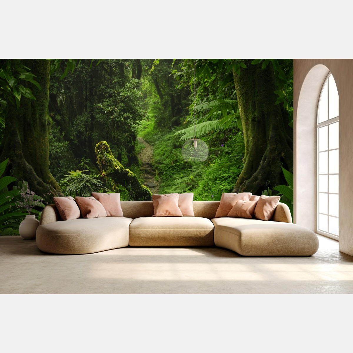 Fototapete verzauberter moosiger waldpfad – Wallnifity®