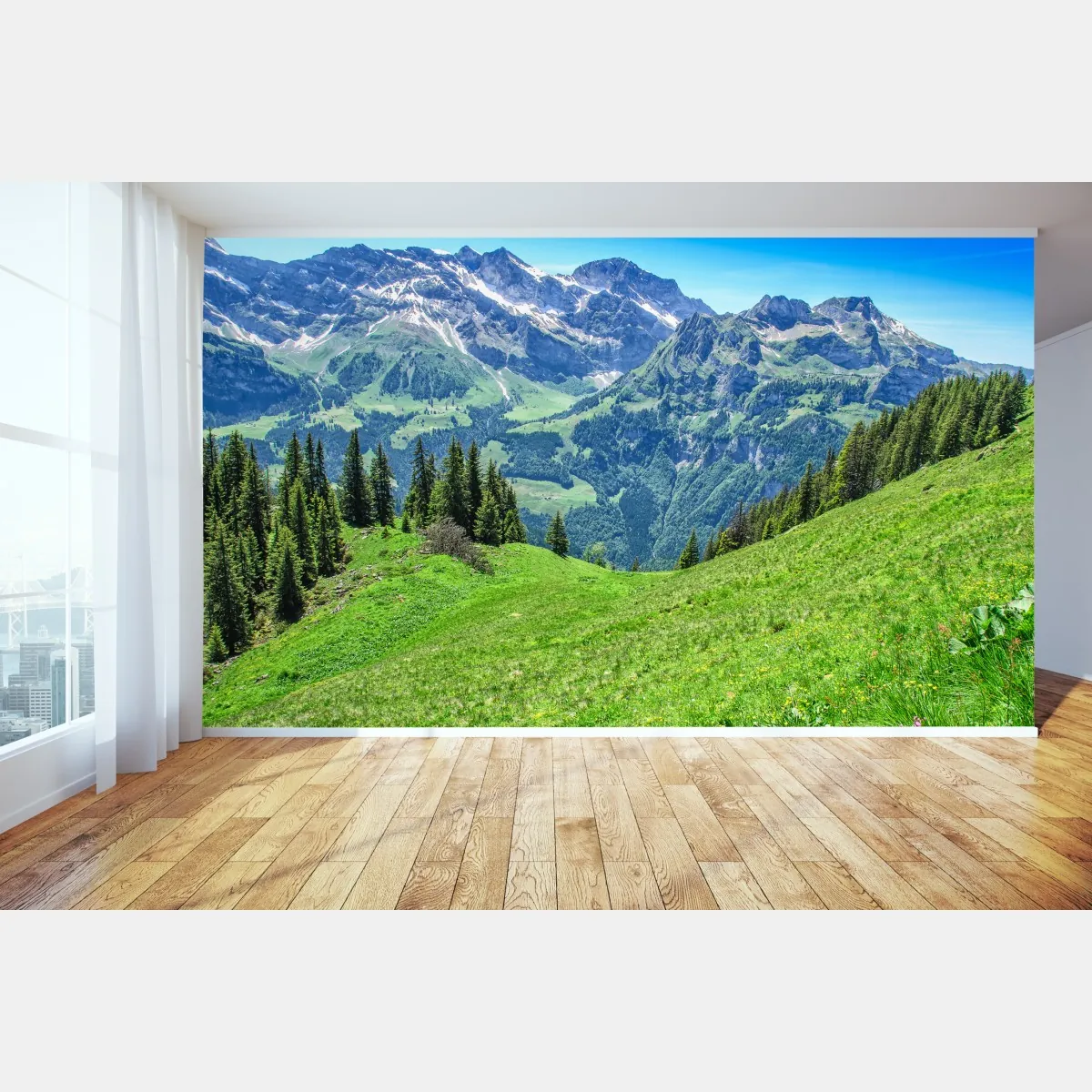 Fototapete alpine panorama über Engelberg, Schweiz – Wallnifity®