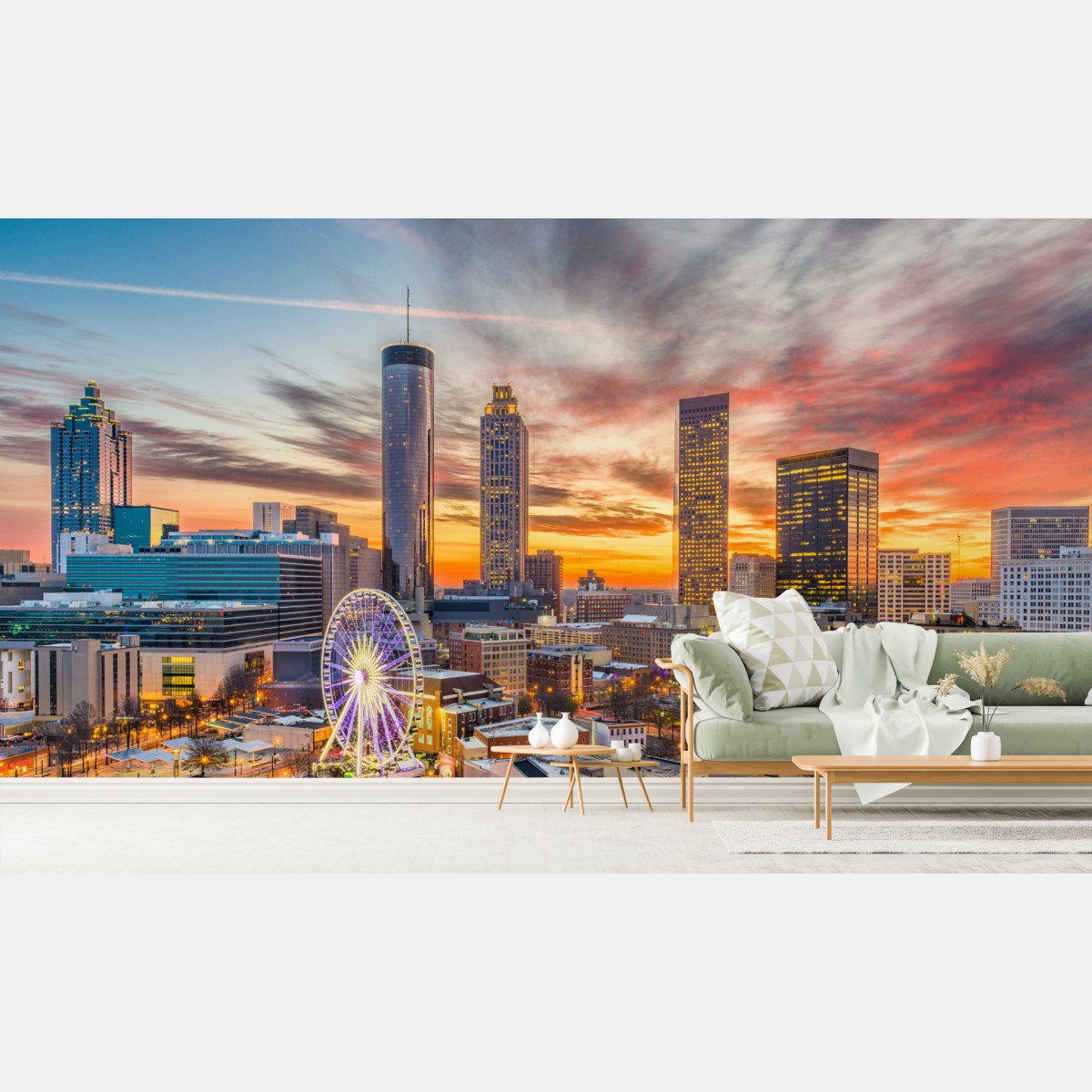 Fototapete Atlanta skyline bei sonnenuntergang – Wallnifity®