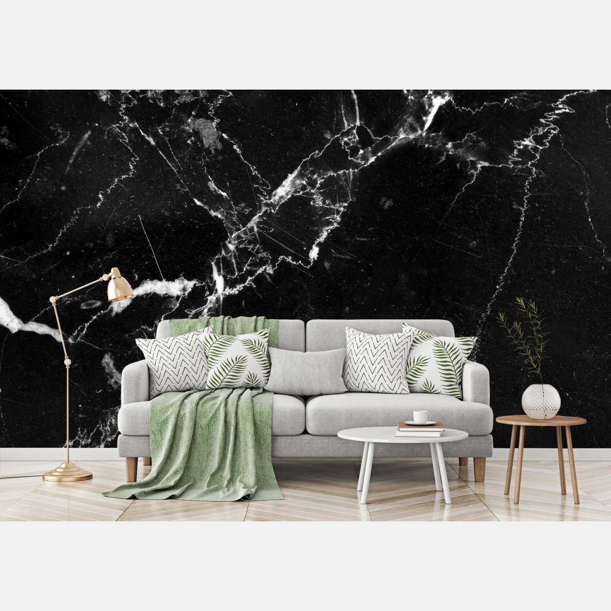 Fototapete schwarzer marmor mit adern – Wallnifity®