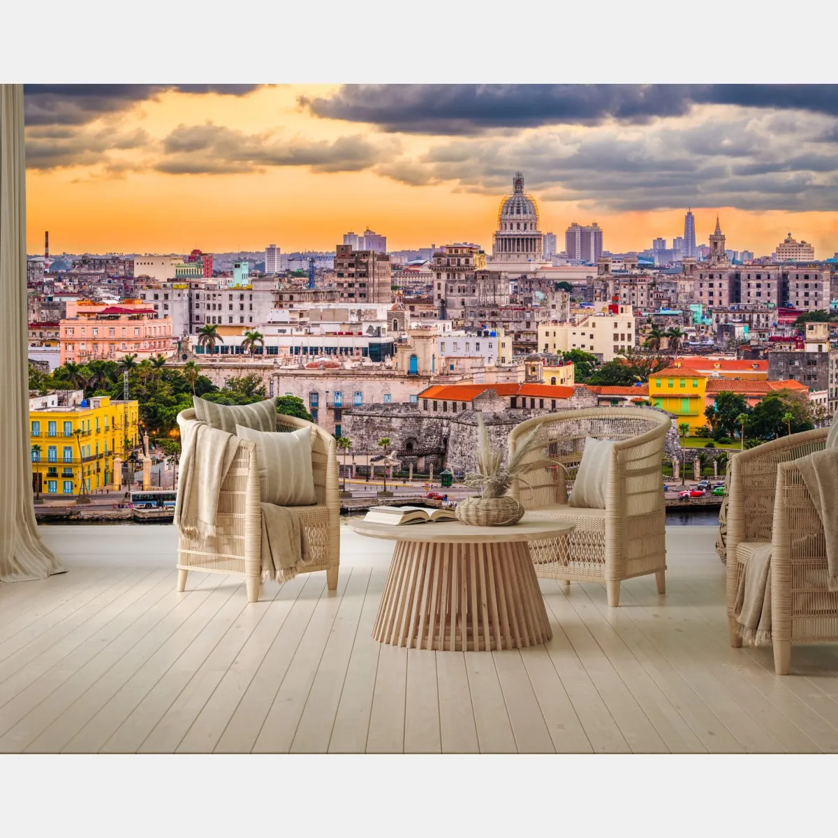 Fototapete Havanna skyline bei sonnenuntergang – Wallnifity®