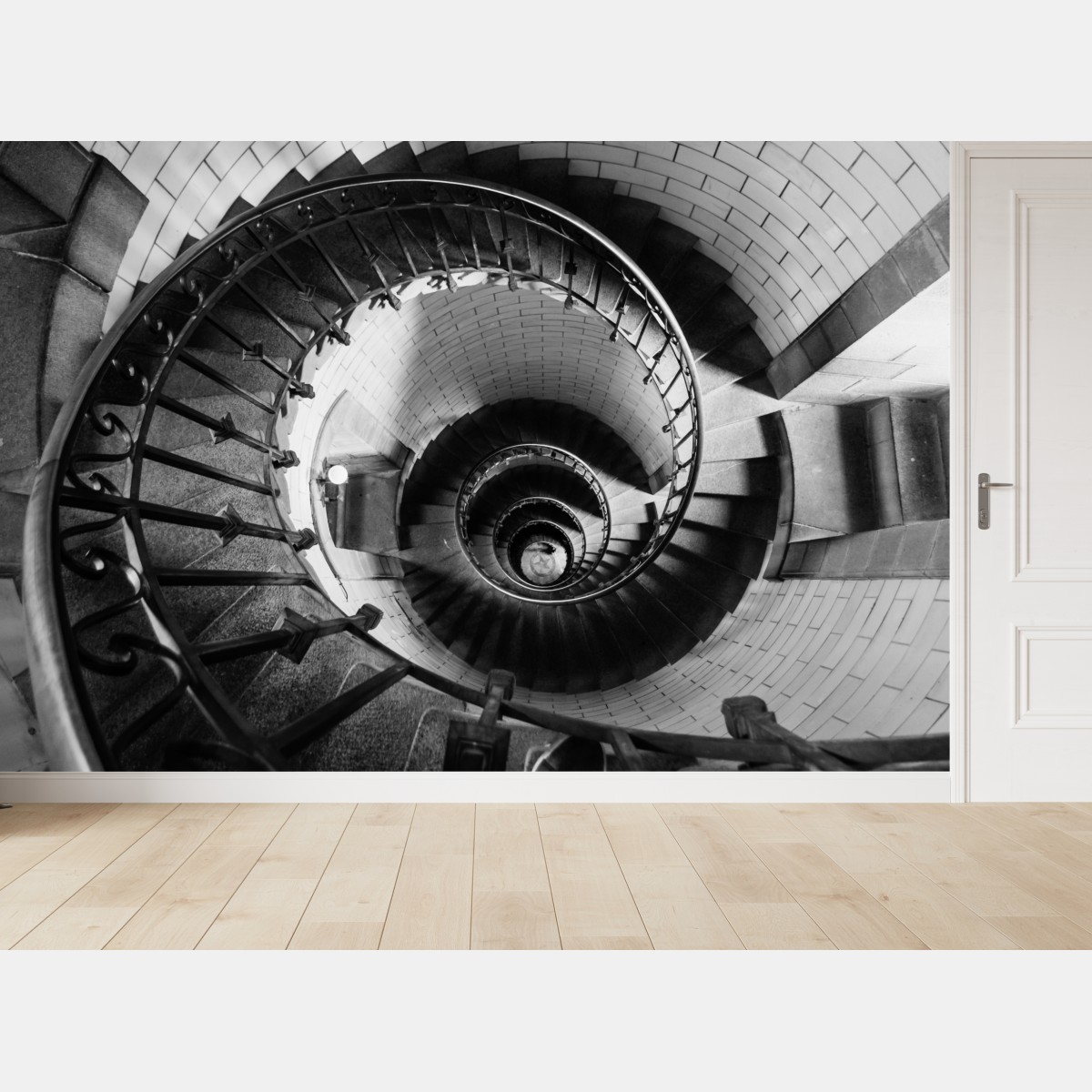 Fototapete spiraltreppe in monochromer perspektive – Wallnifity®