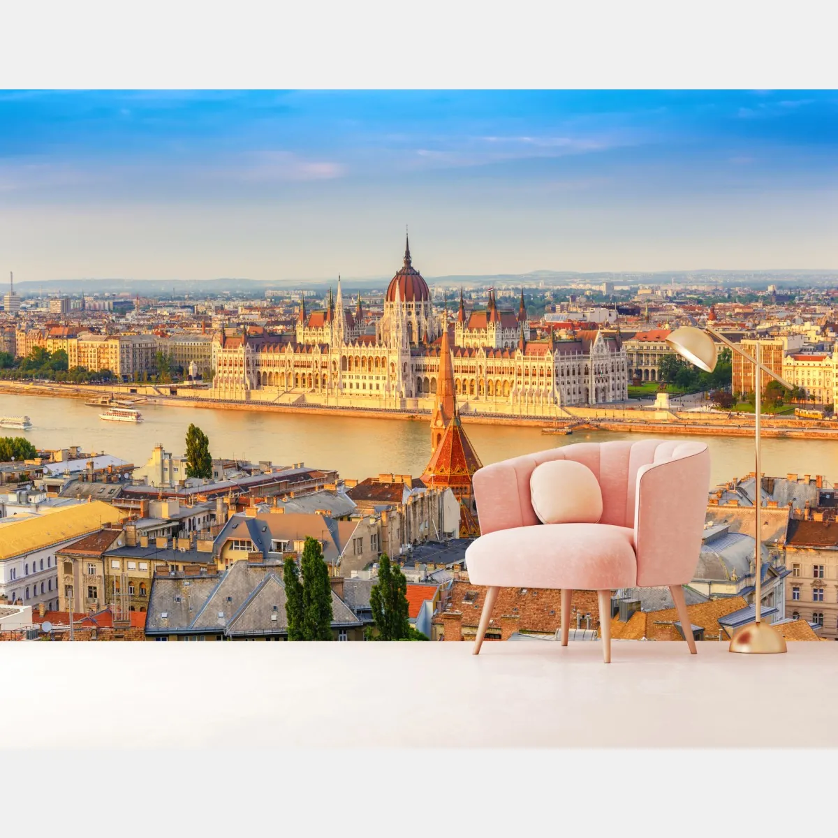 Fototapete Budapest skyline mit dem ungarischen Parlament am Donauufer – Wallnifity®