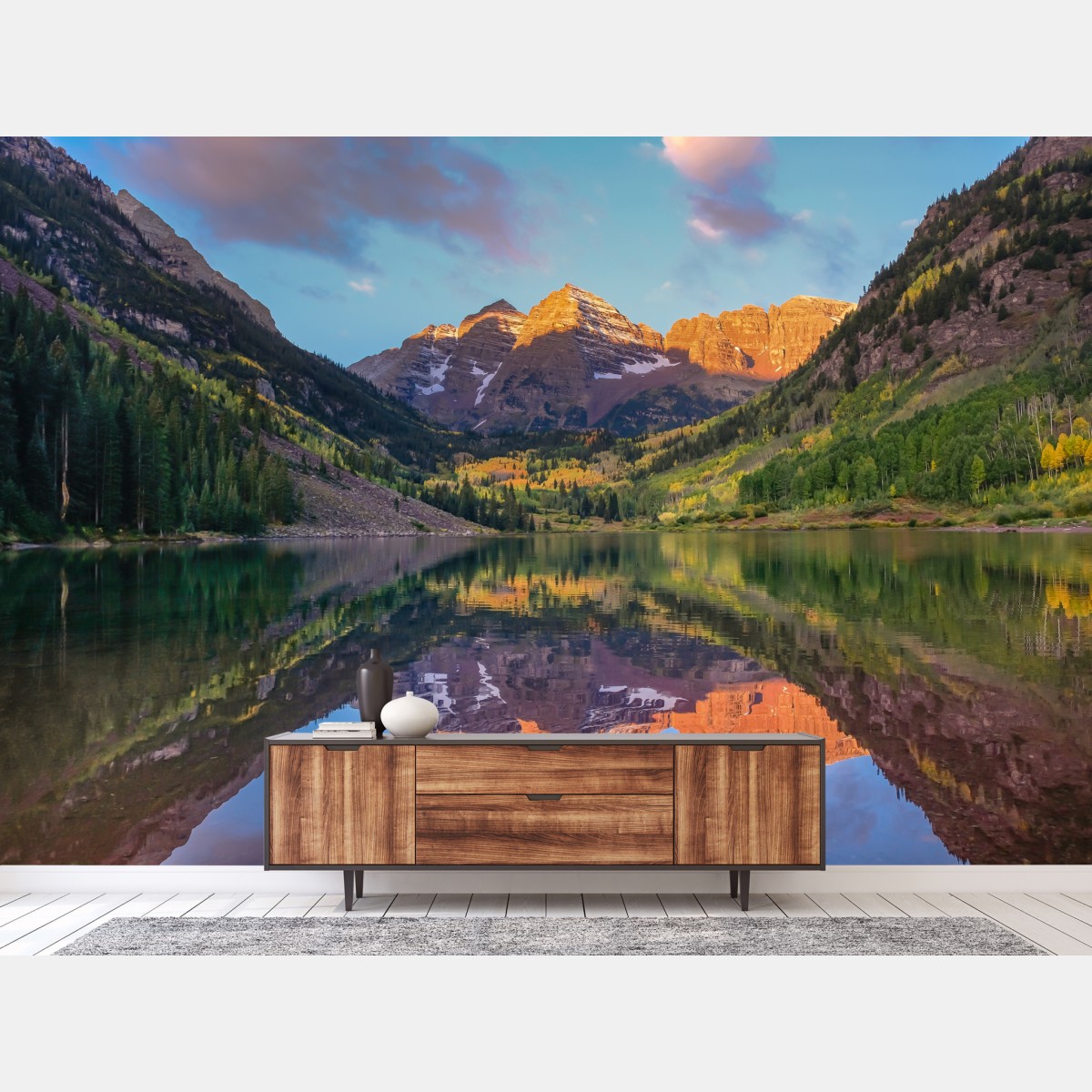 Fototapete sonnenaufgang bei Maroon Bells – Wallnifity®