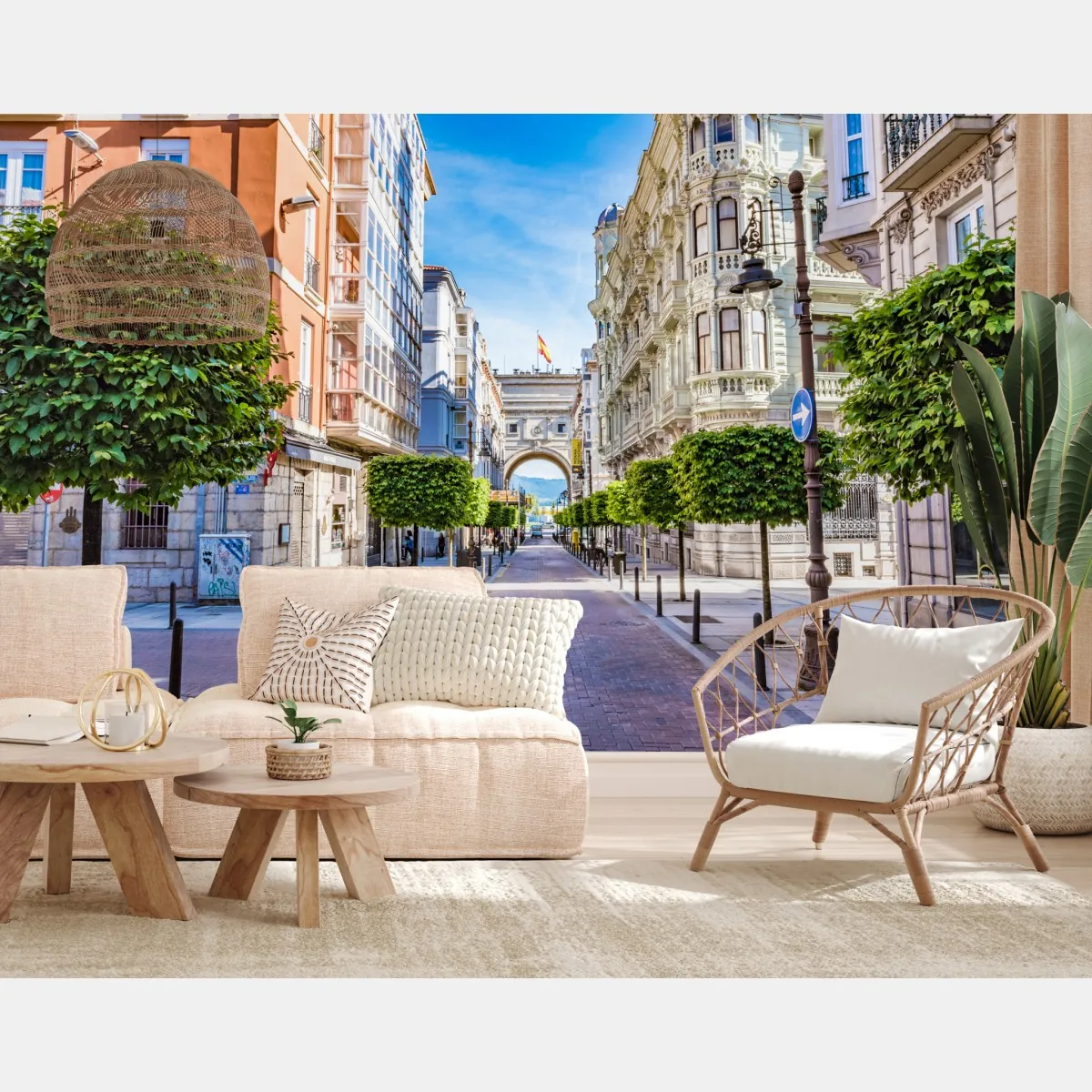 Fototapete Santander straße im stadtkern mit historischem bogen – Wallnifity®