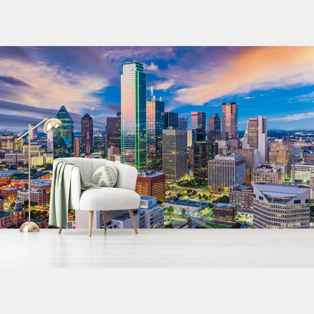 Fototapete Dallas skyline bei sonnenuntergang – Wallnifity®
