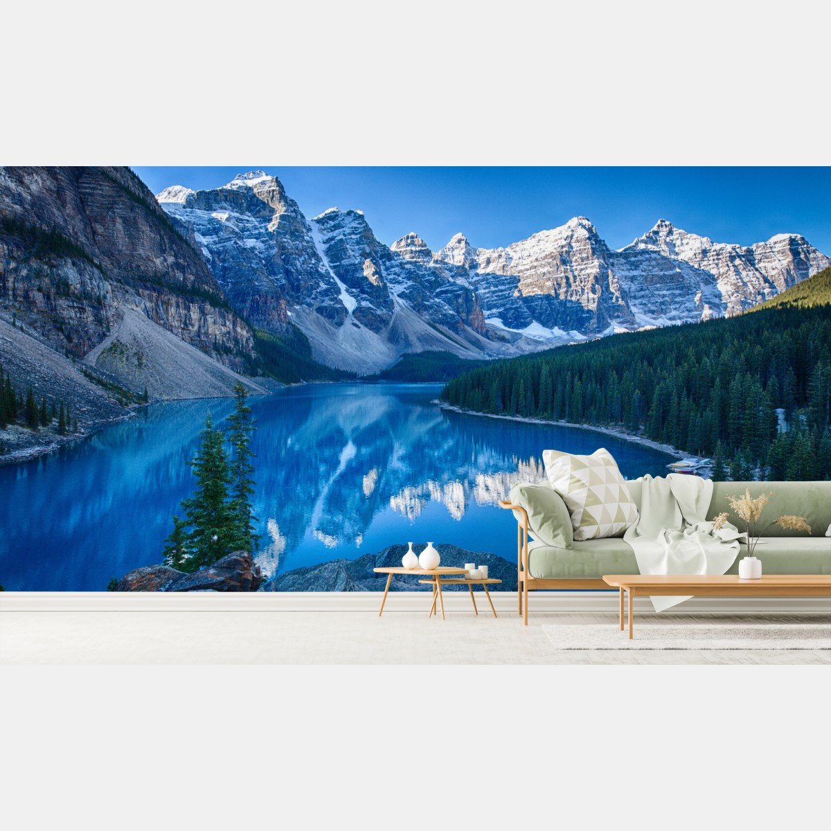 Fototapete ruhiger bergsee mit spiegelung – Wallnifity®