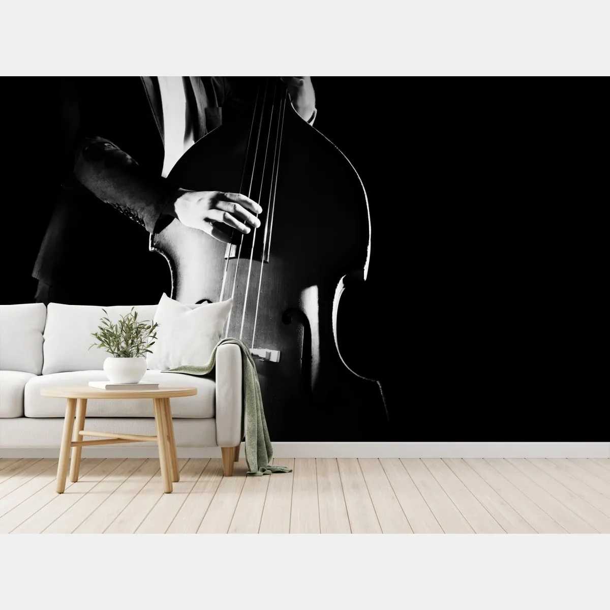 Fototapete kontrabassist im dramatischen licht – Wallnifity®