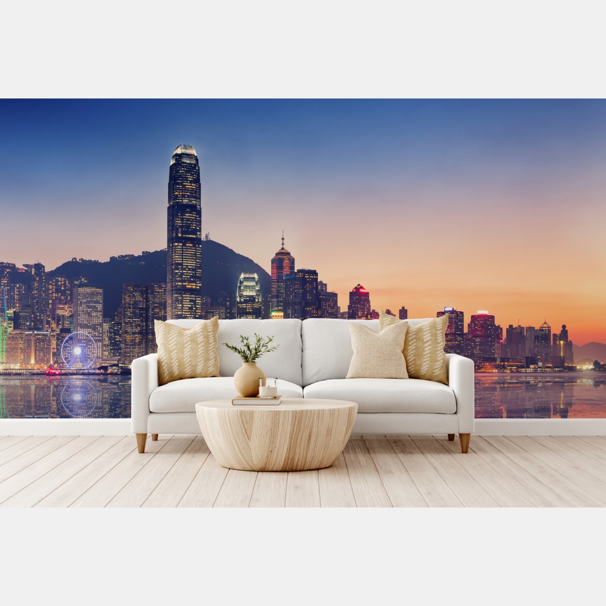 Fototapete Hongkong panorama bei dämmerung – Wallnifity®