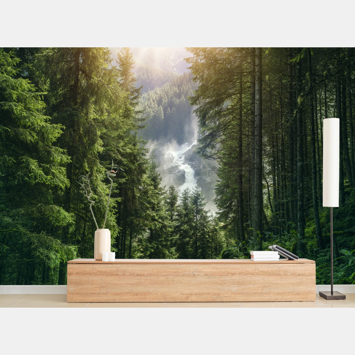 Fototapete Krimml wasserfall im üppigen alpinen wald – Wallnifity®