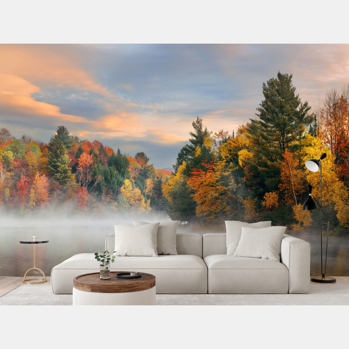 Fototapete nebliger herbstmorgen in Stowe – Wallnifity®