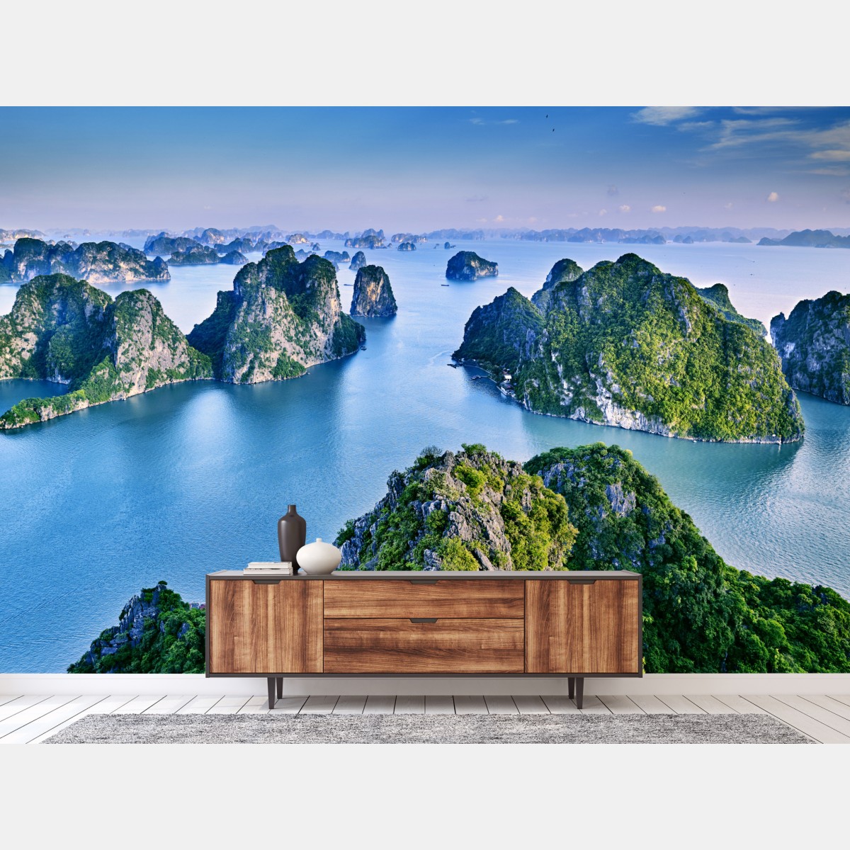 Fototapete Halong-Bucht panorama der kalksteininseln – Wallnifity®