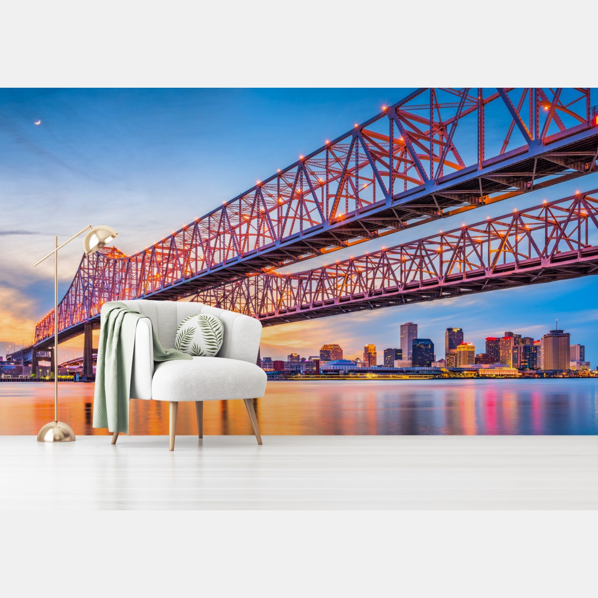 Fototapete Crescent City Connection brücke bei sonnenuntergang, New Orleans – Wallnifity®