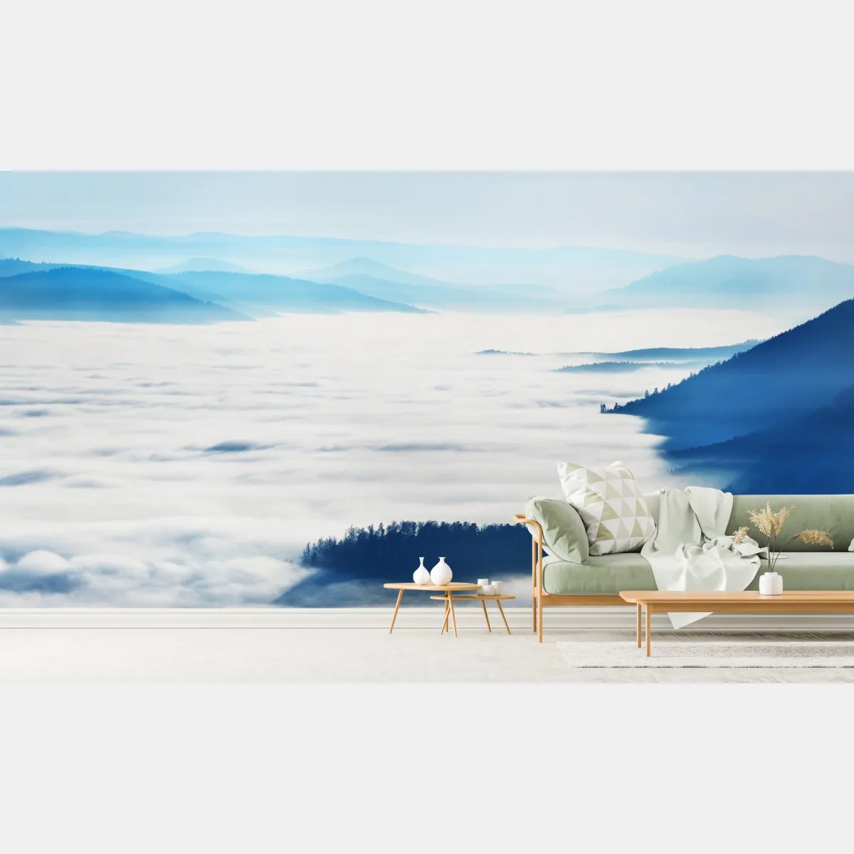 Fototapete neblige bergpanorama über dem tal – Wallnifity®