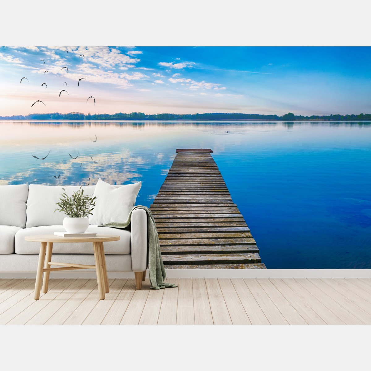Fototapete ruhiger steg am See Selment Wielki, Masuren – Wallnifity®
