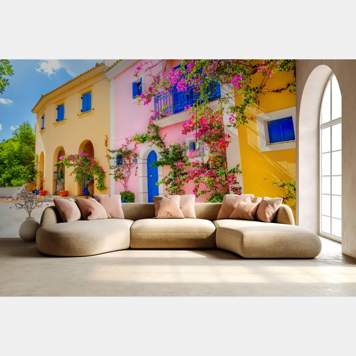 Fototapete bunte straße auf Kefalonia – Wallnifity®