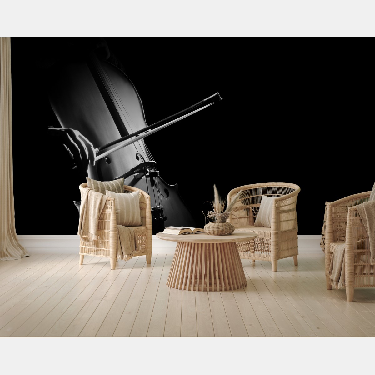 Fototapete elegantes cello in monochrom – Wallnifity®