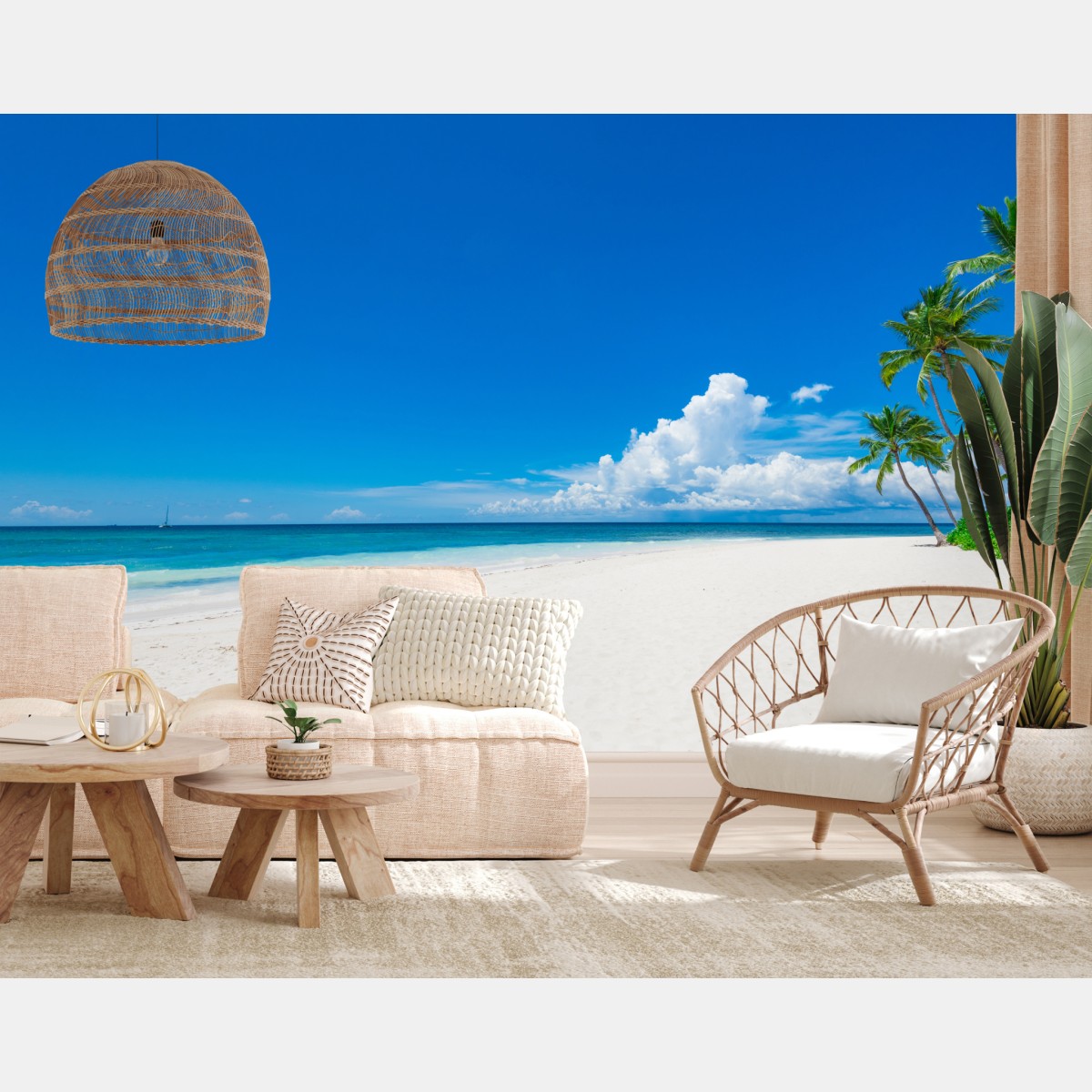 Fototapete tropischer strand mit palmen – Wallnifity®