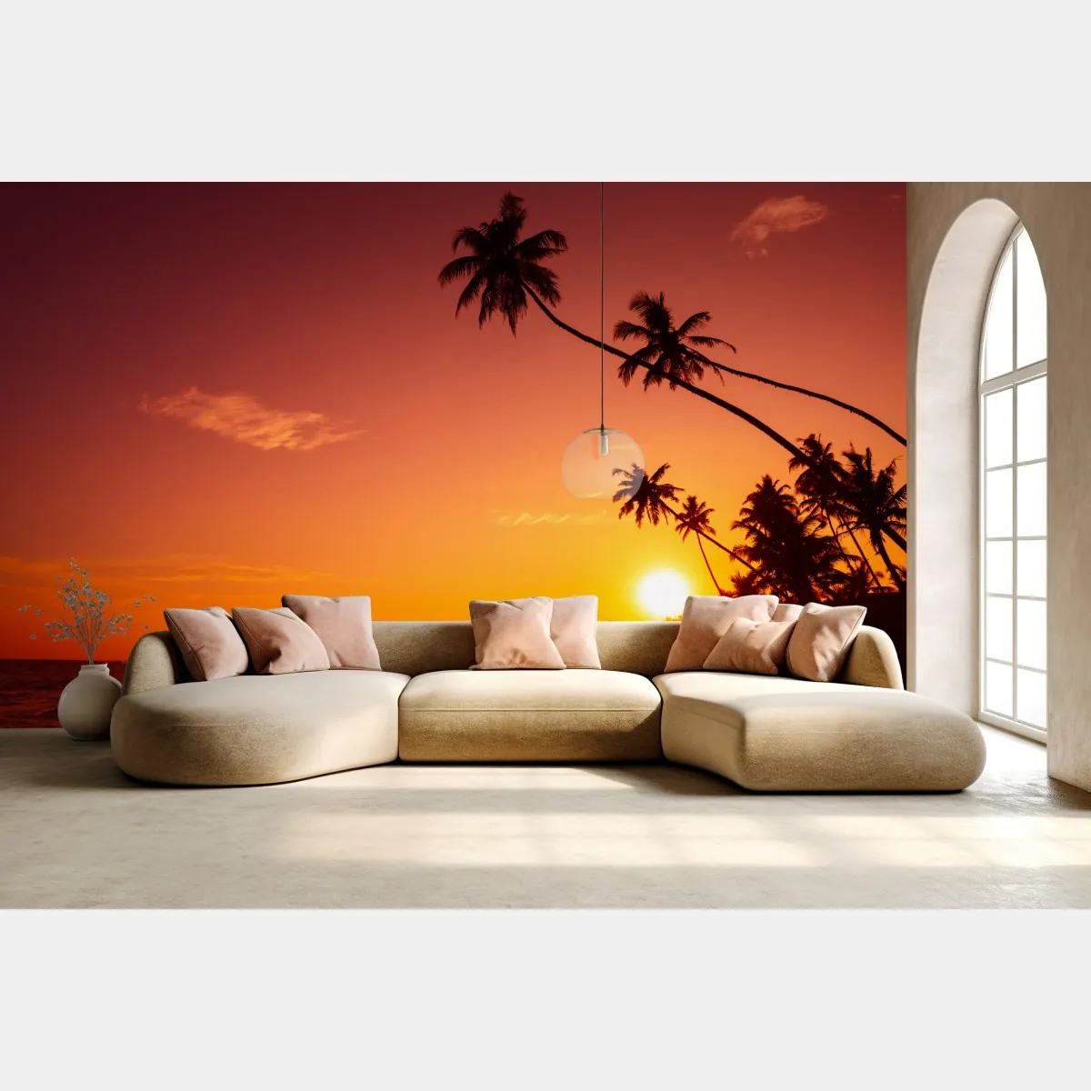 Fototapete tropischer sonnenuntergang am strand – Wallnifity®