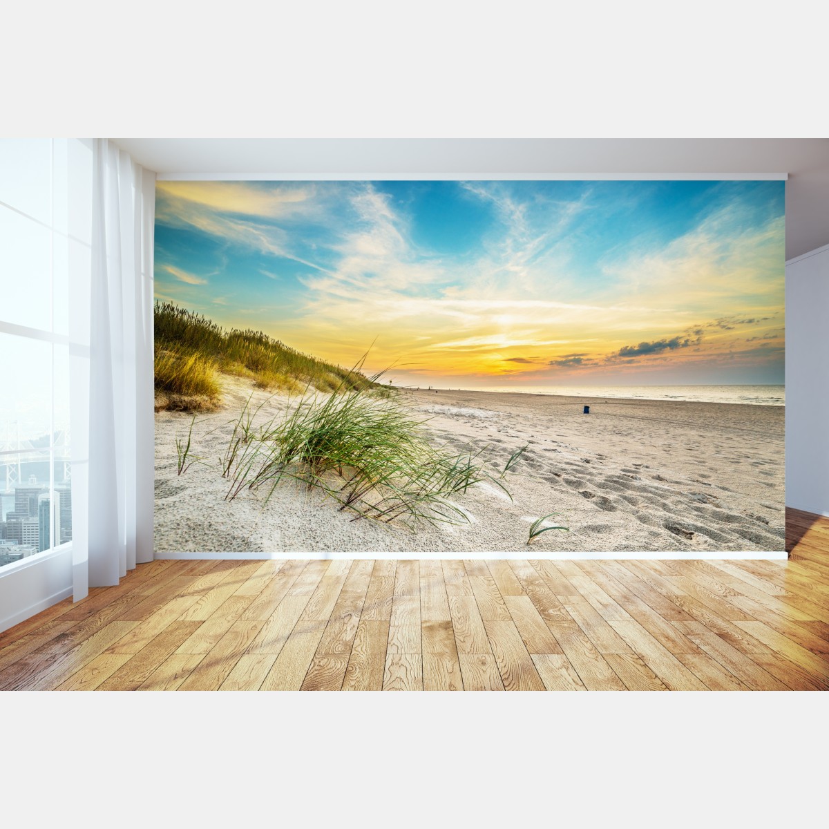 Fototapete sonnenuntergang über ruhigen dünen – Wallnifity®
