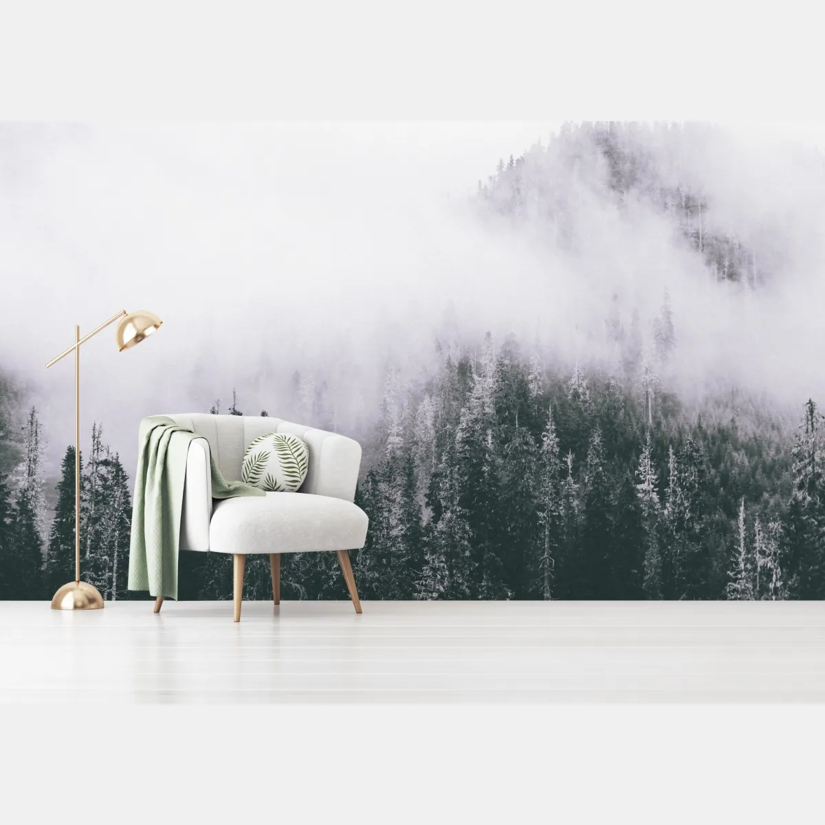 Fototapete nebliger immergrüner wald – Wallnifity®