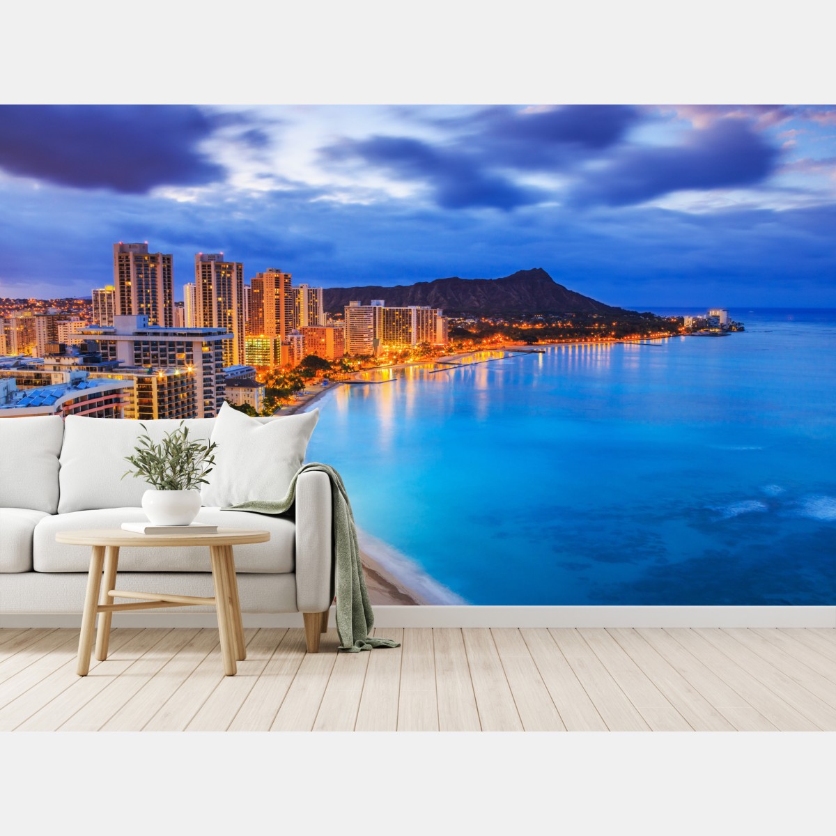 Fototapete Honolulu skyline bei dämmerung – Wallnifity®