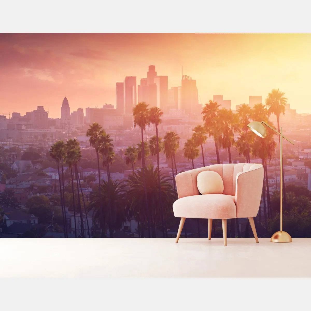 Fototapete Los Angeles goldener sonnenuntergang über der skyline – Wallnifity®