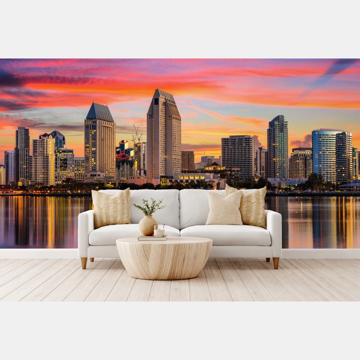 Fototapete San Diego skyline bei sonnenuntergang – Wallnifity®