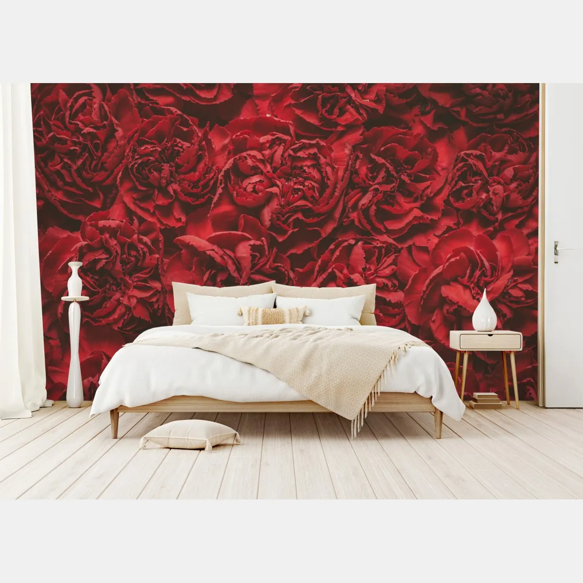Fototapete vintage rote nelken blumenmuster – Wallnifity®