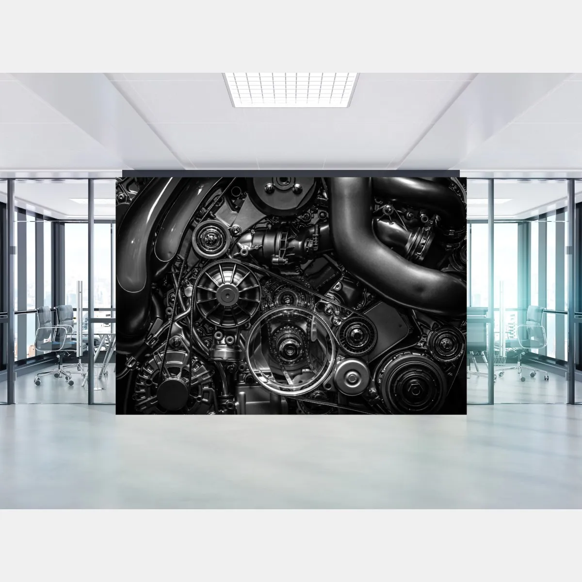 Fototapete präzise motor-nahaufnahme im industrial-stil – Wallnifity®