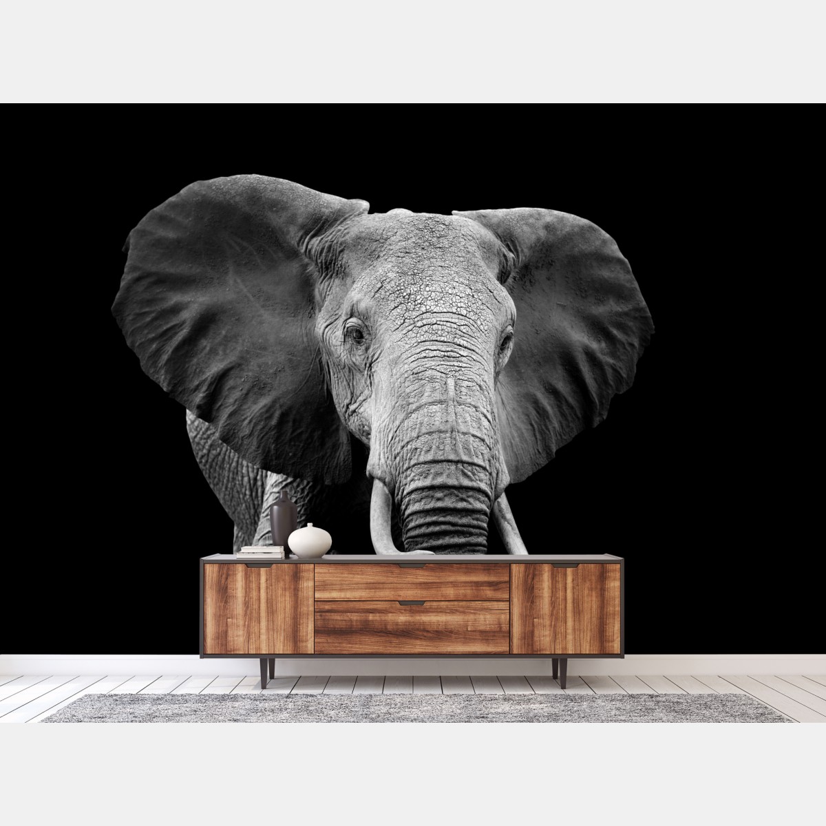 Fototapete majestätisches elefantenporträt in monochrom – Wallnifity®